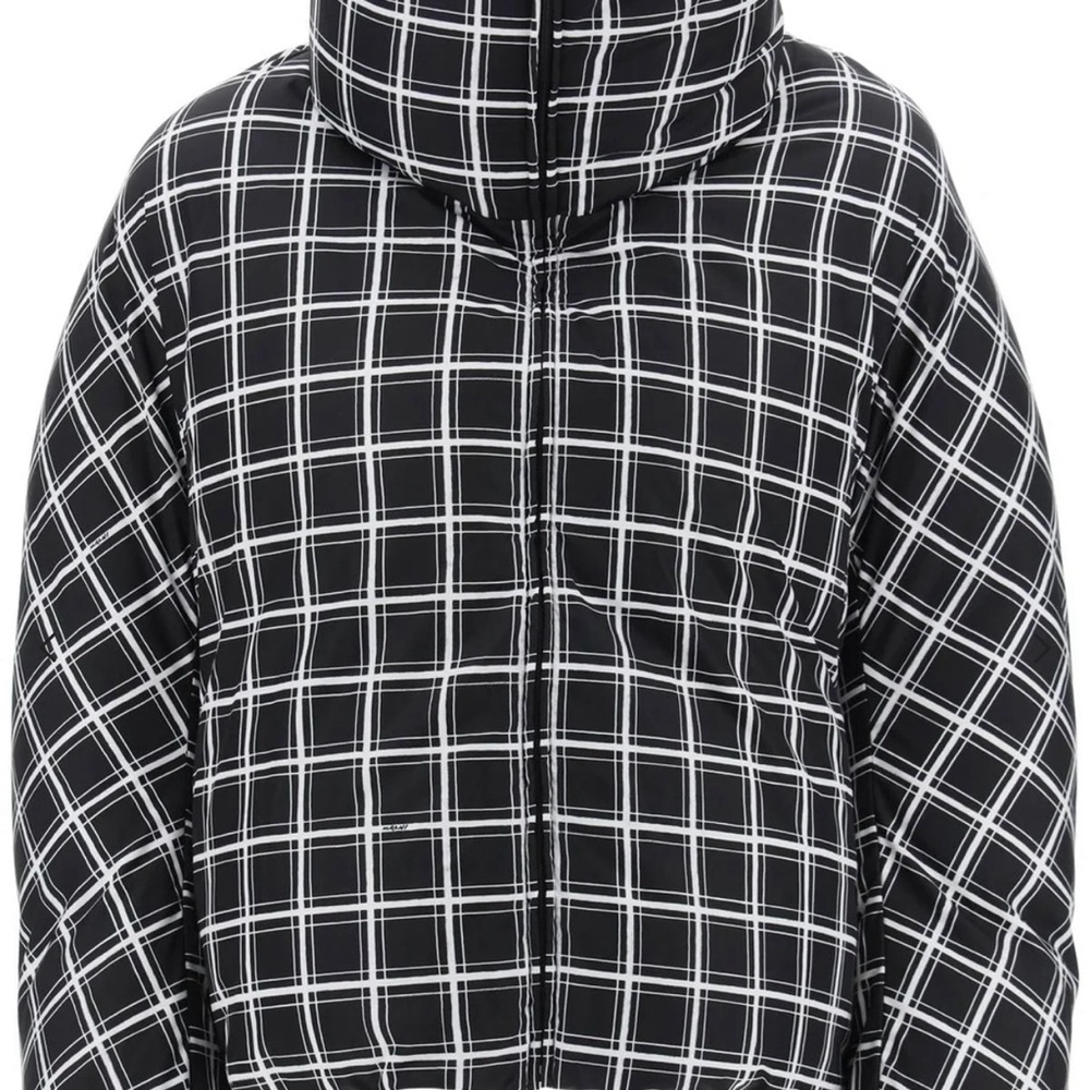 Black and White Plaid Puffer Jacket